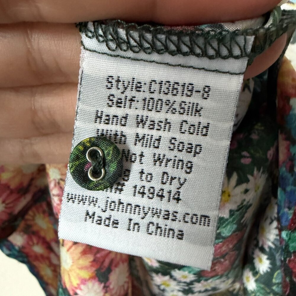 Johnny Was Daisy Patchwork Floral Silk Tunic Top Size XL - Picture 6 of 6